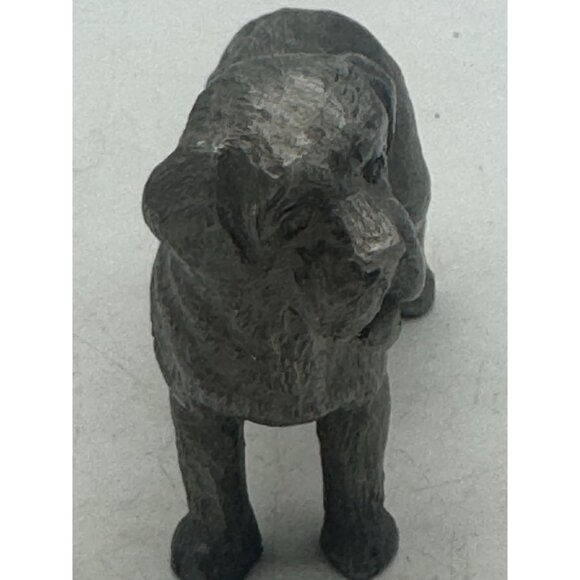 Miniature Rawcliffe Pewter Dog Figurine St Bernard Newfoundland Newfie with Tong - Picture 2 of 7
